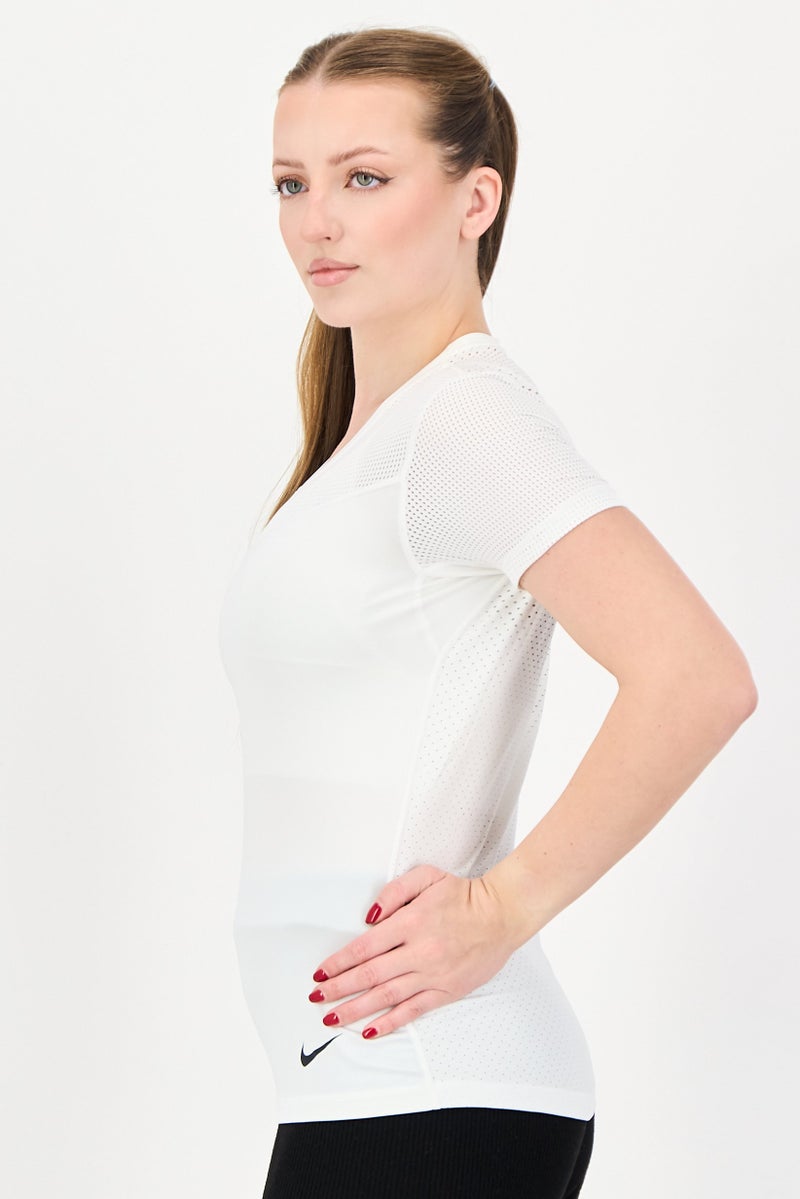 Nike Women Sportswear Fit Short Sleeve Training Top, White - Image 2